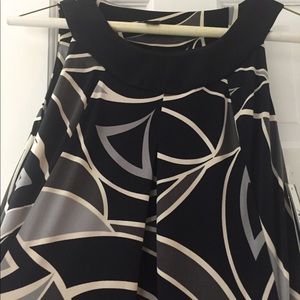 Sleeveless black and grey and white dress